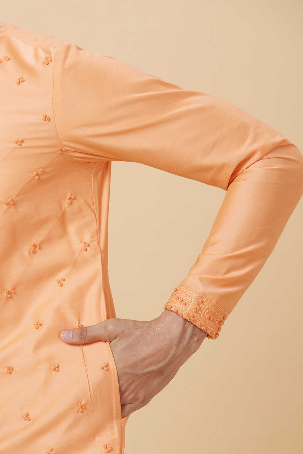 KURTA CORAL FRENCH KNOT HAND EMBROIDERY