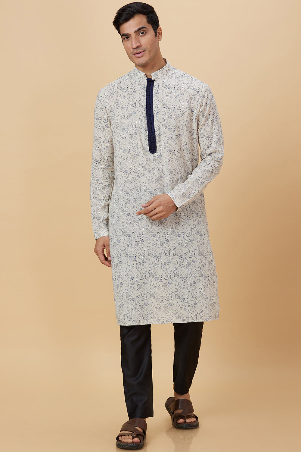 KURTA LINEN FLORAL POTLI BUTTON