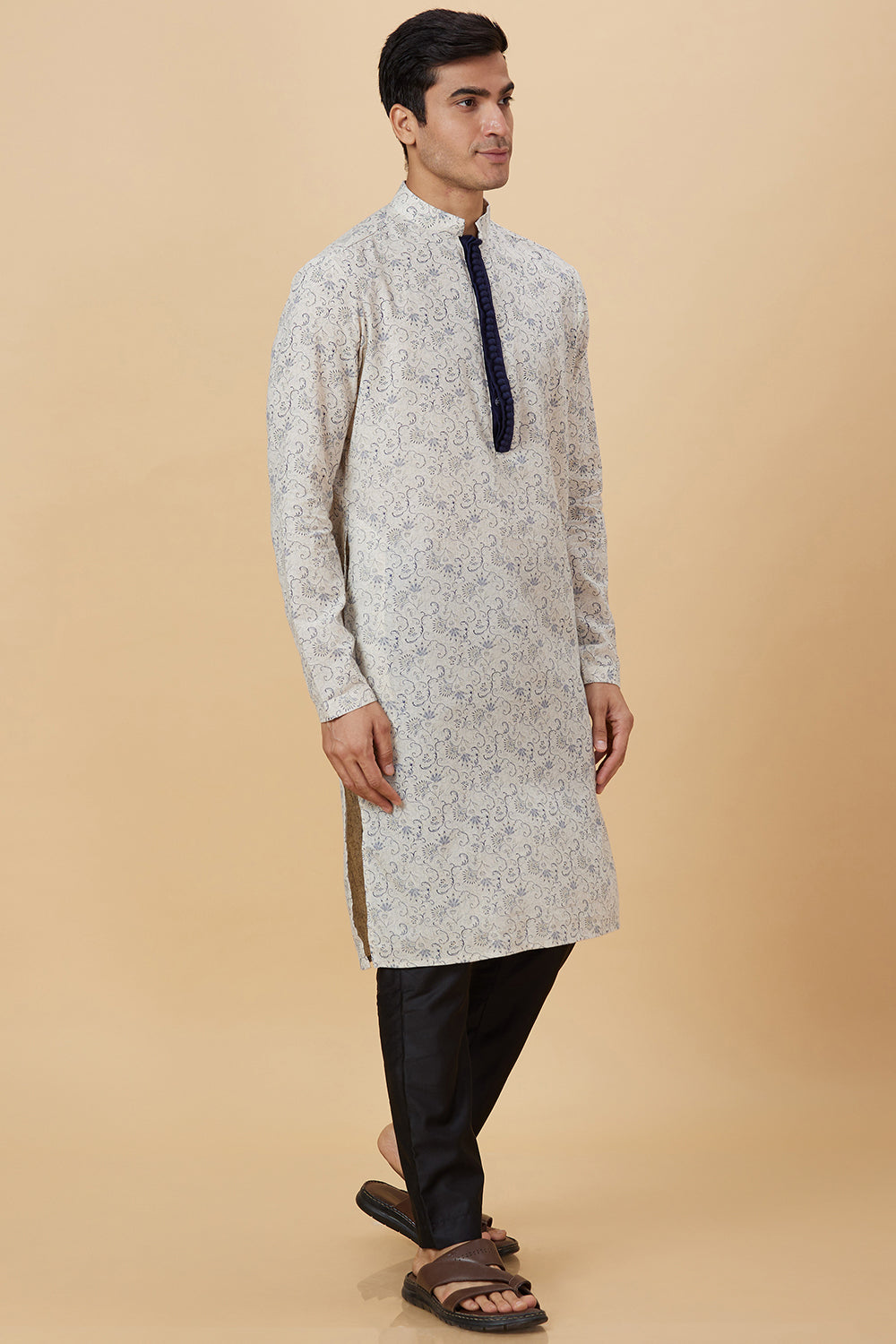 KURTA LINEN FLORAL POTLI BUTTON