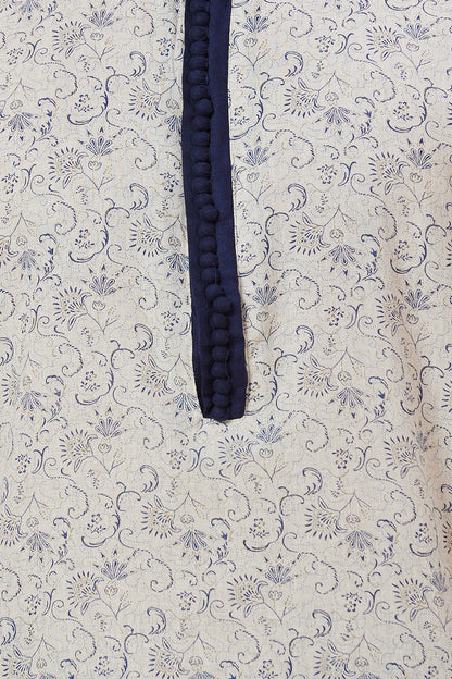KURTA LINEN FLORAL POTLI BUTTON