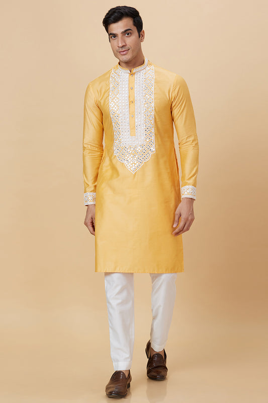 KURTA WITH MIRROR WORK EMBROIDERY AND APPLIQUE DETAILS