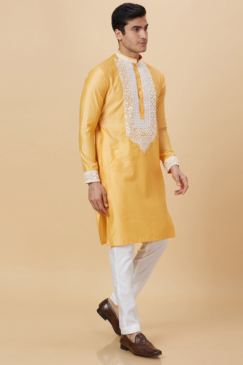 KURTA WITH MIRROR WORK EMBROIDERY AND APPLIQUE DETAILS