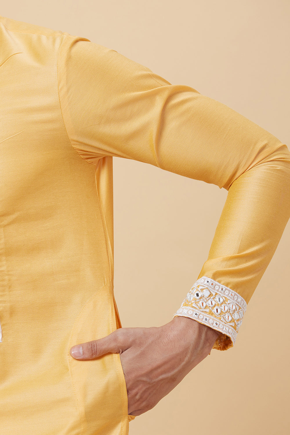 KURTA WITH MIRROR WORK EMBROIDERY AND APPLIQUE DETAILS