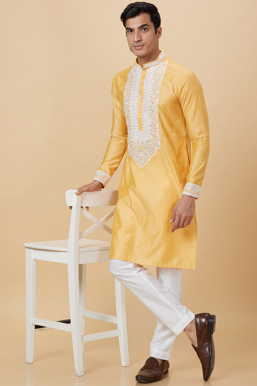 KURTA WITH MIRROR WORK EMBROIDERY AND APPLIQUE DETAILS
