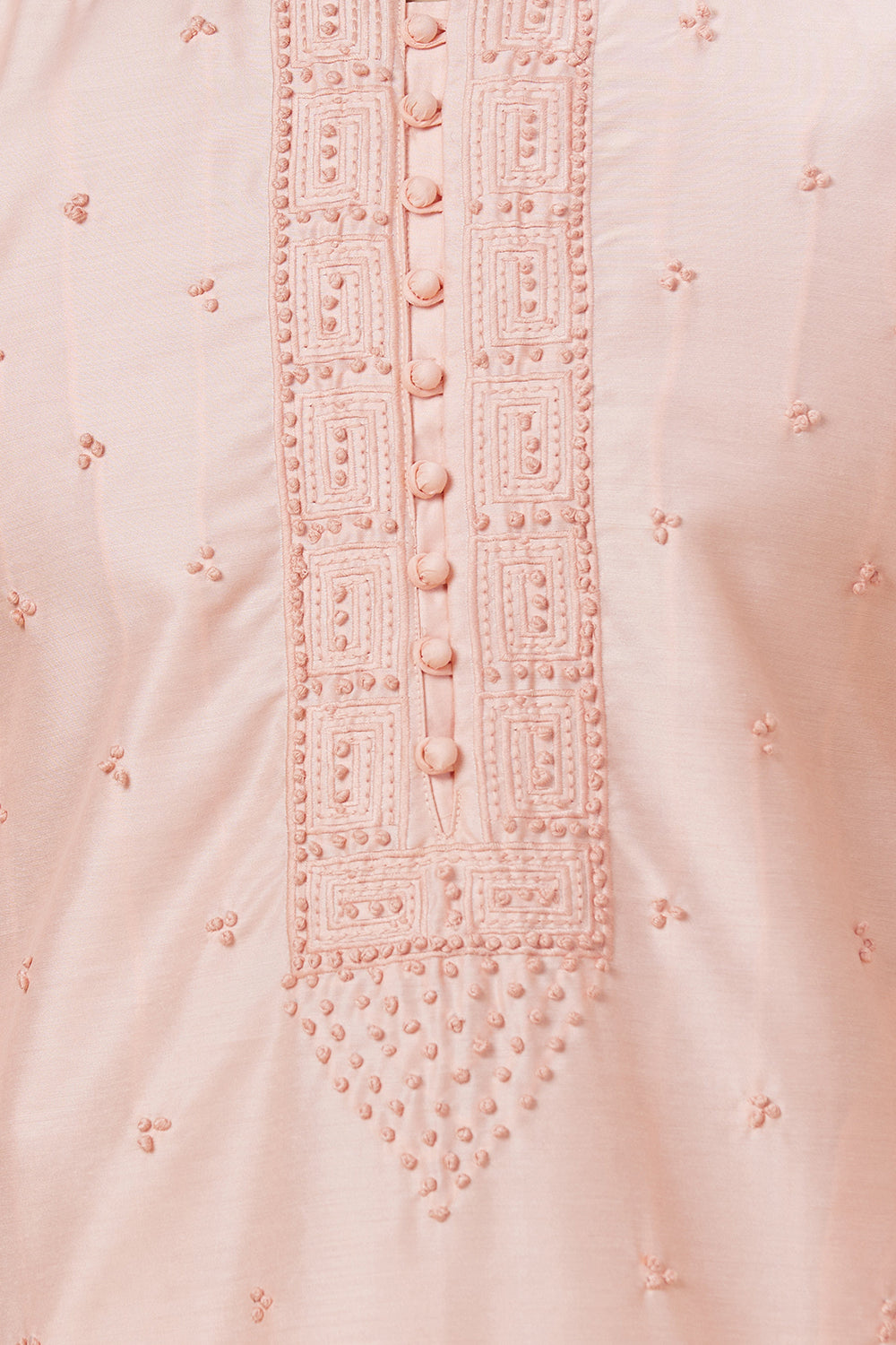 PEACH KURTA WITH FRENCH KNOT HAND EMBROIDERY