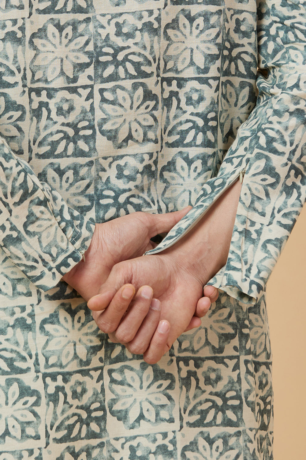 KURTA LINEN GREEN FLOWER PRINTED