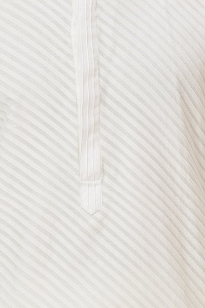 KURTA CREAM SLANT STRIPE WORK