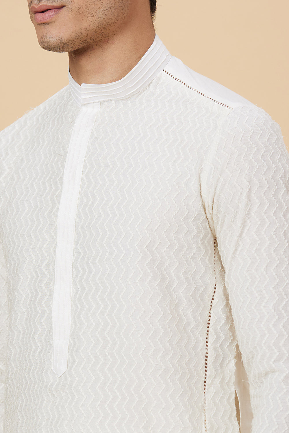 KURTA CREAM ZIG ZAG WORK