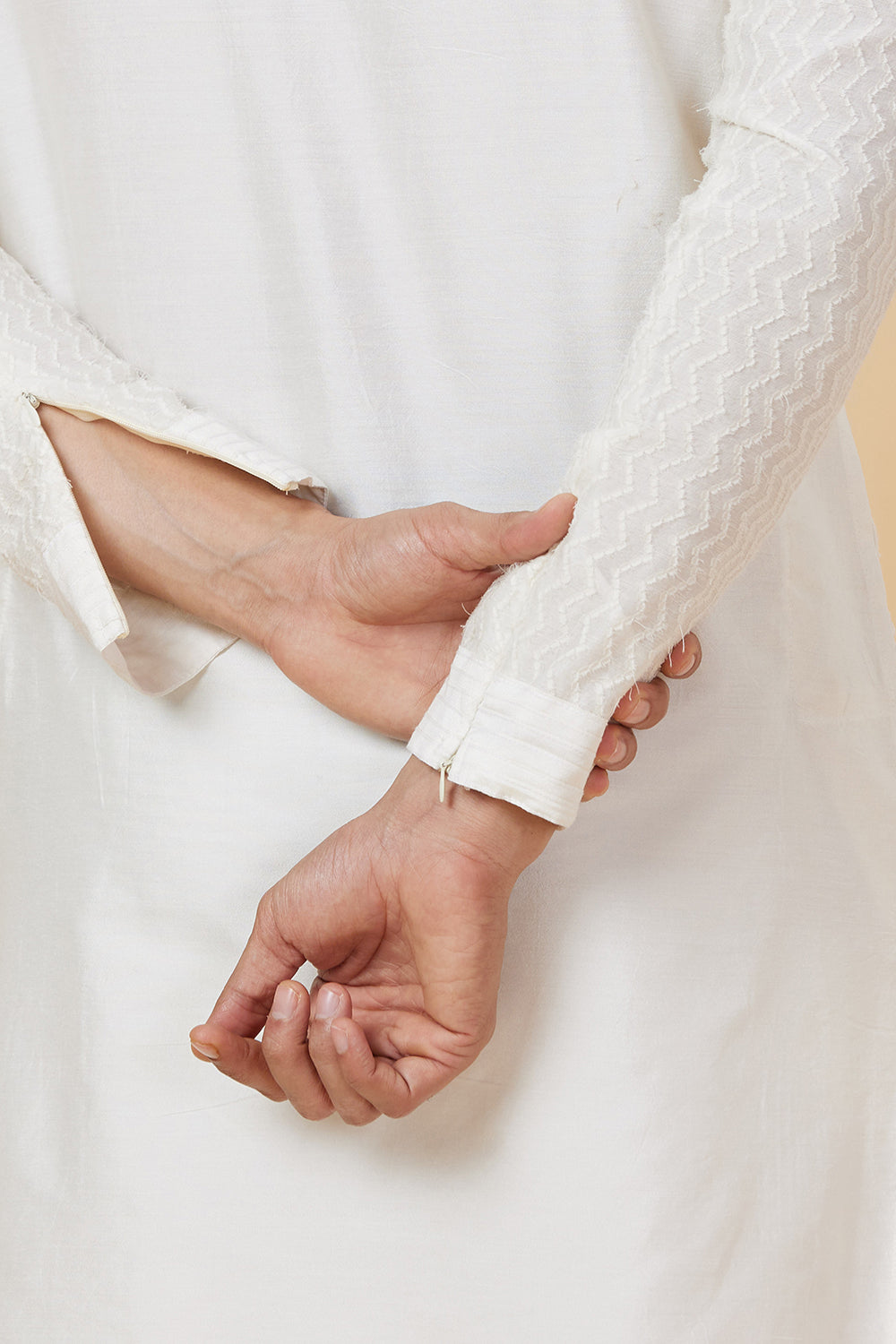 KURTA CREAM ZIG ZAG WORK