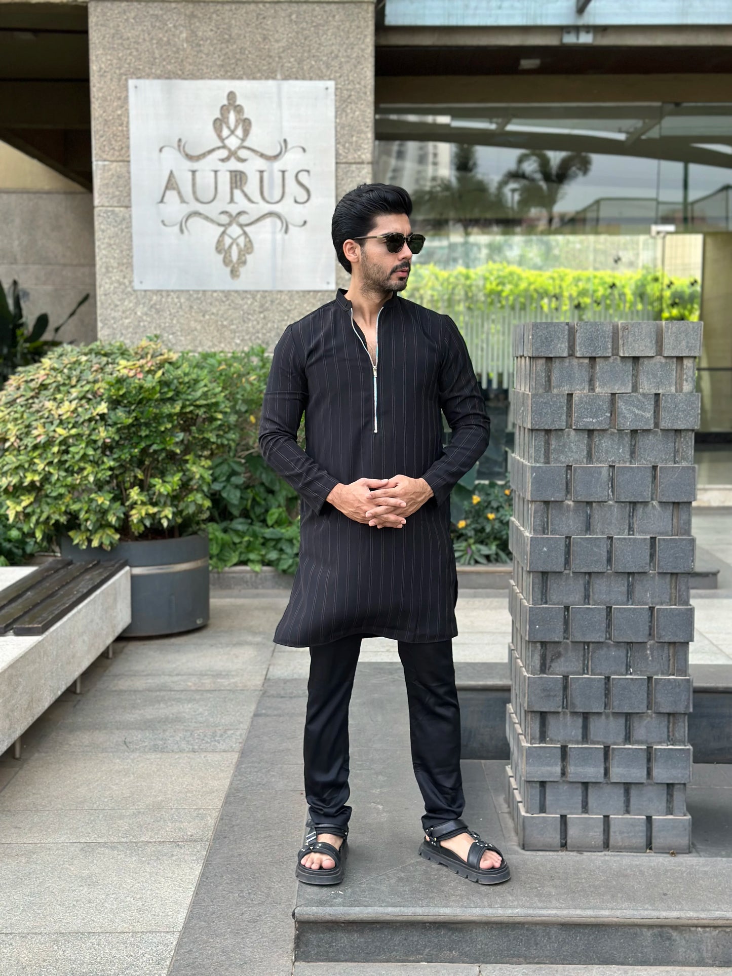 ZIP BLACK KURTA