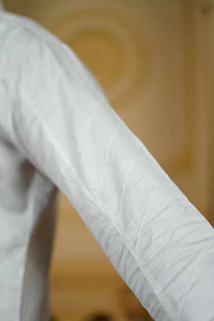 APLIQ SELF WHITE EMBROIDERED JOINT KURTA WITH PANTS