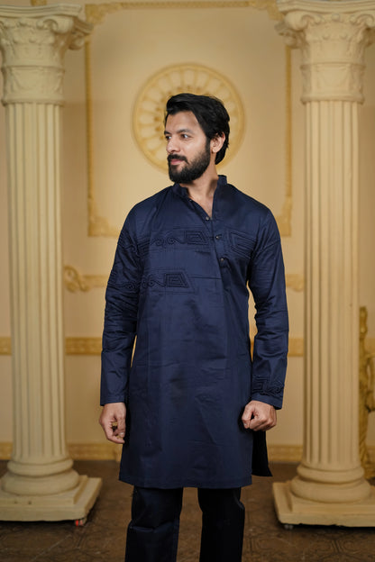 SIDE OPEN 3D EMBROIDERED 100% COTTON WITH PANTS