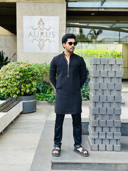 ZIP BLACK KURTA
