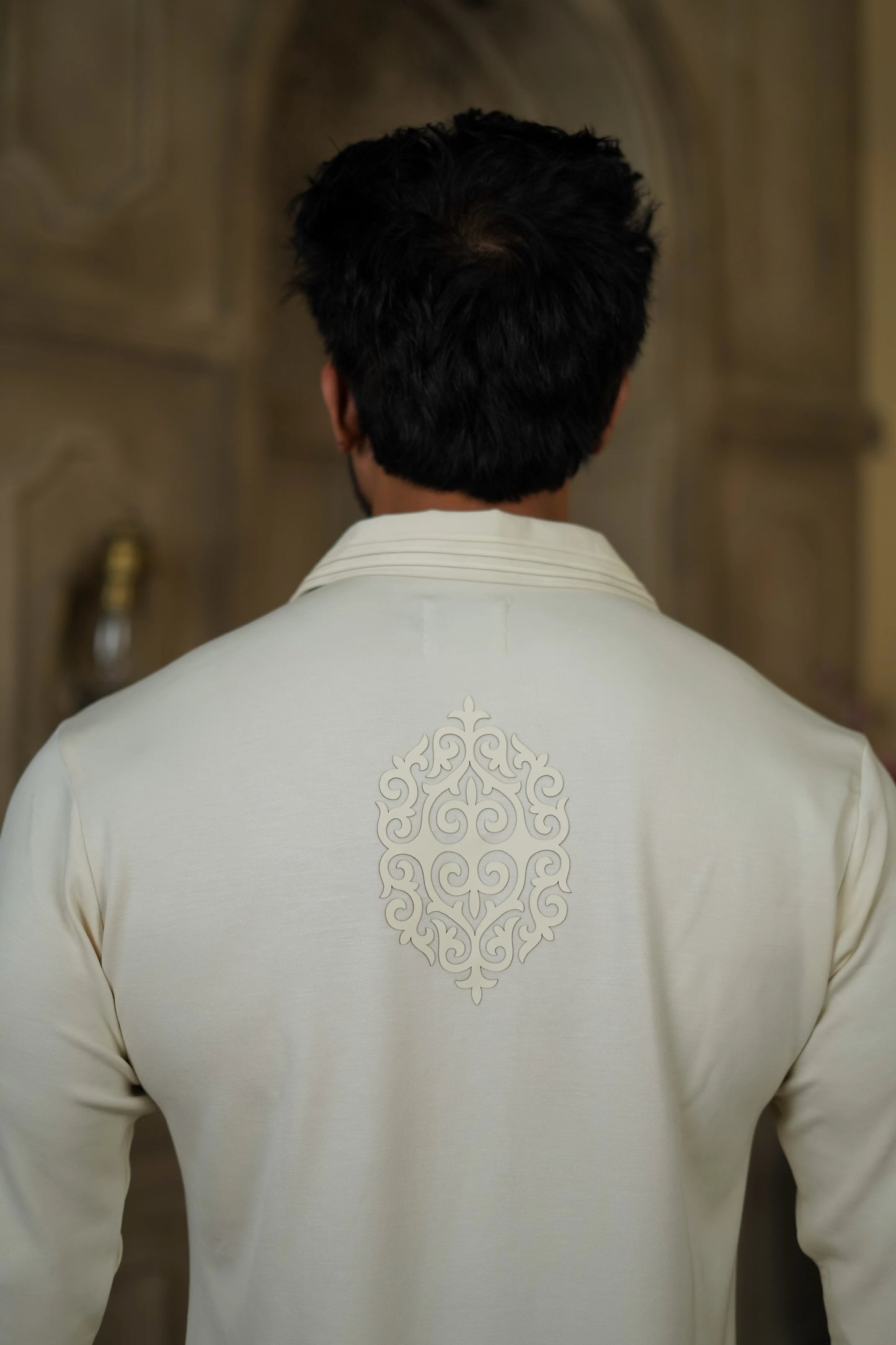 STRETCH MOTIF PRINTED WHITE KURTA WITH PANTS