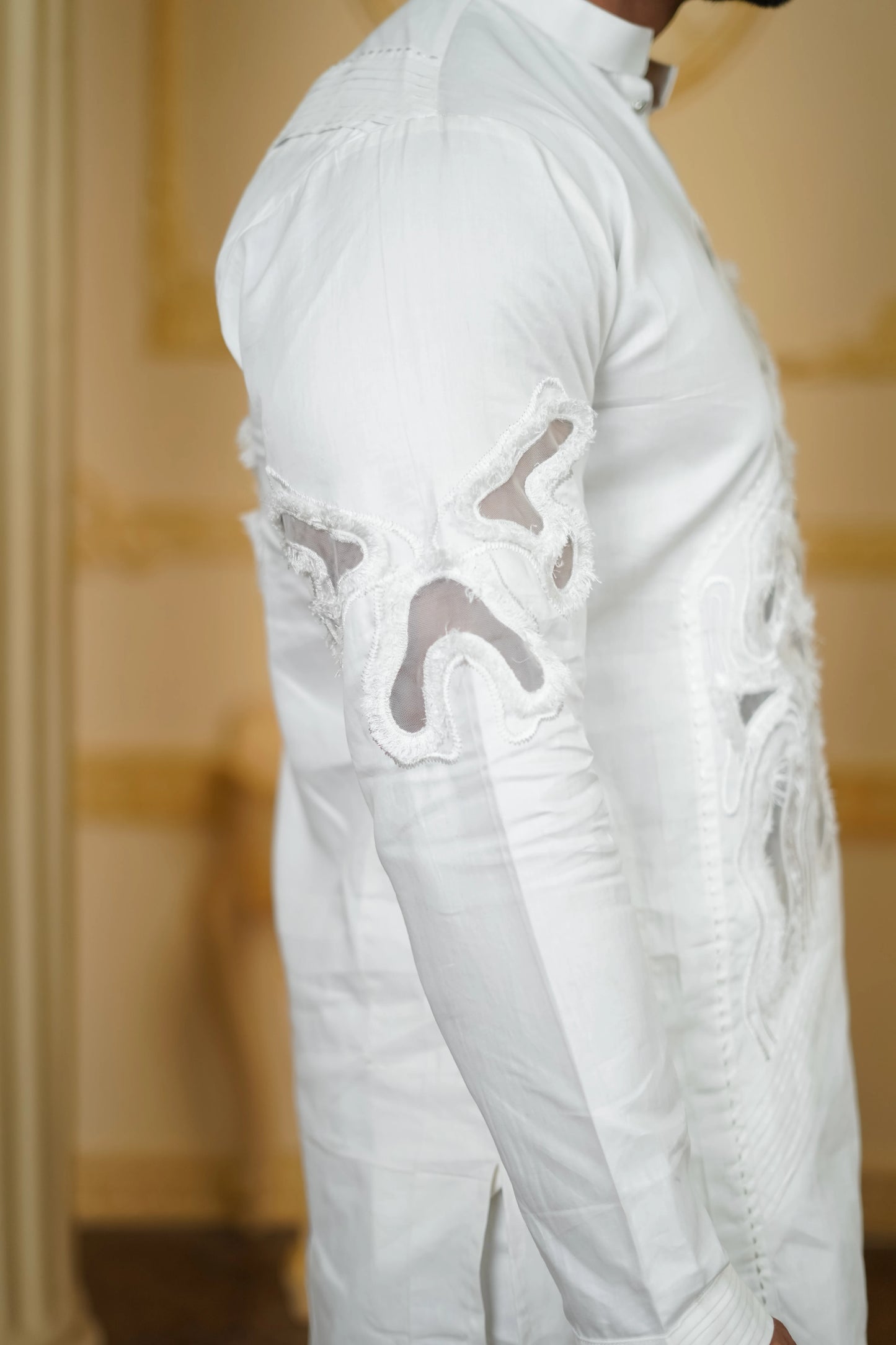 APLIQ SHEER PLEETED KURTA WITH PANTS