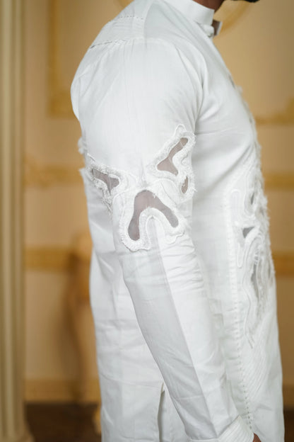 APLIQ SHEER PLEETED KURTA WITH PANTS
