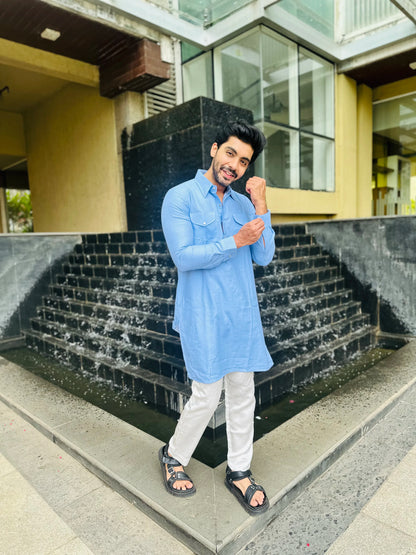 POCKET NAVY BLUE KURTA