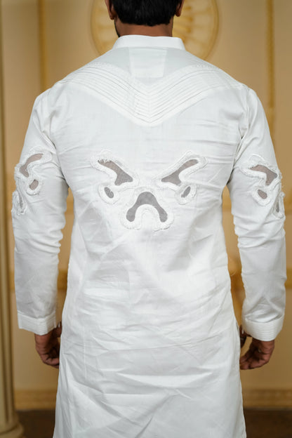 APLIQ SHEER PLEETED KURTA WITH PANTS