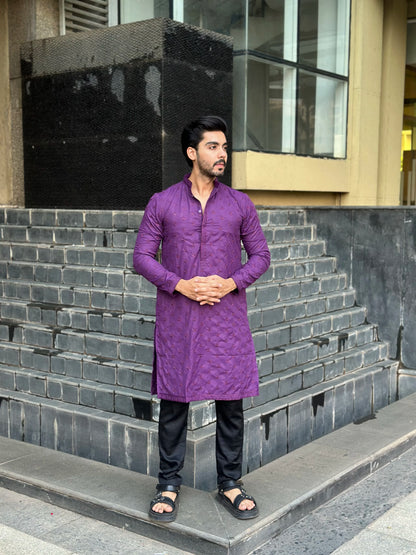 PURPLE EMBROIDERED KURTA