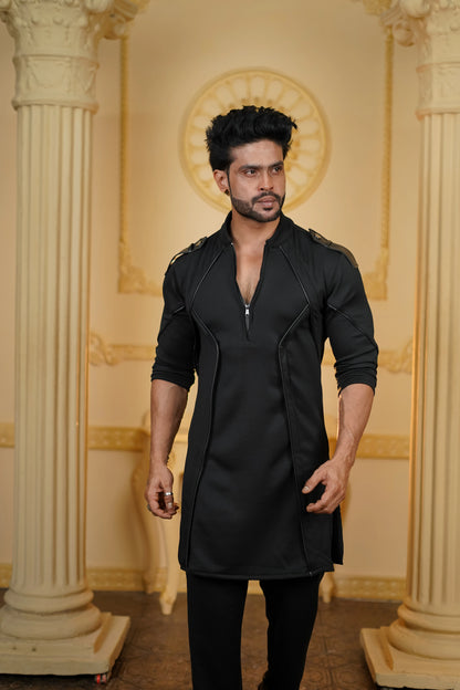 STRETCH LEATHER BATMAN KURTA WITH PANTS