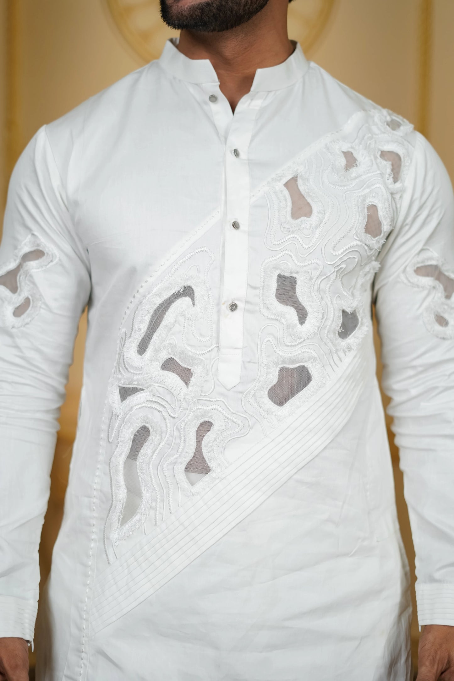 APLIQ SHEER PLEETED KURTA WITH PANTS