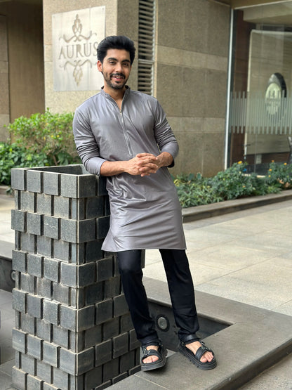 ZIP GREY KURTA