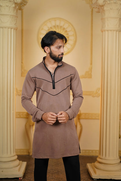 STRETCH V PIPEN BROWN KURTA WITH PANTS