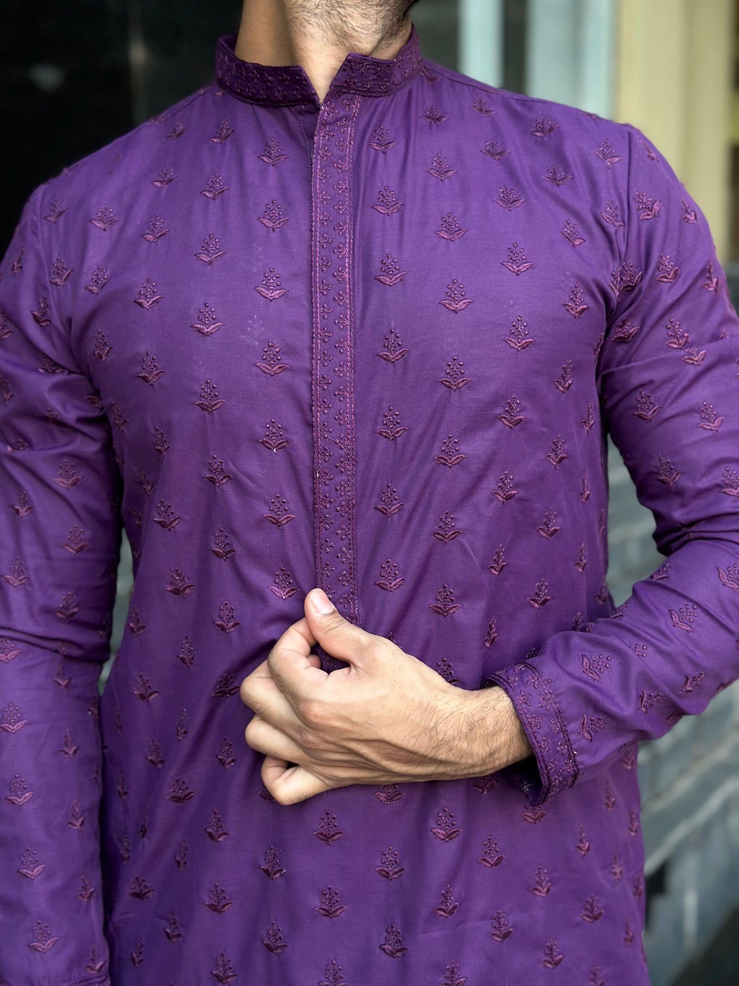 PURPLE EMBROIDERED KURTA