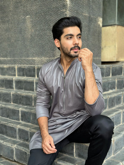 ZIP GREY KURTA