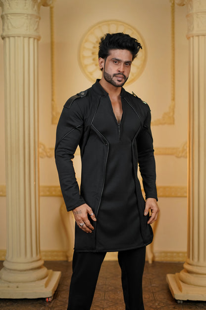 STRETCH LEATHER BATMAN KURTA WITH PANTS