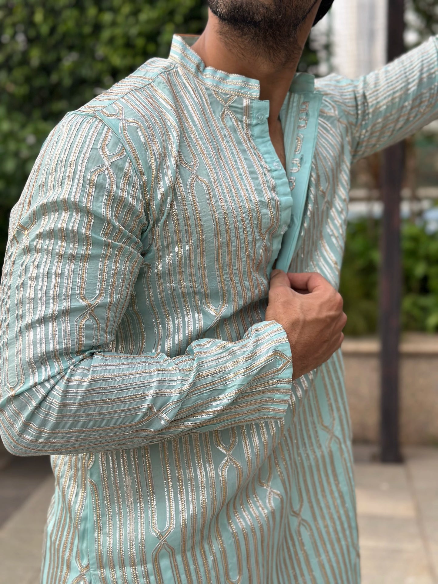 EMBROIDERED TEAL KURTA