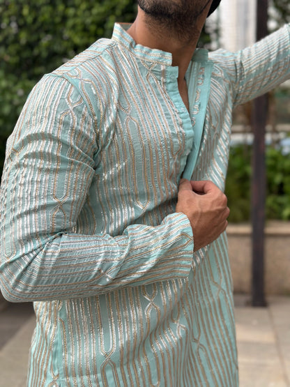 EMBROIDERED TEAL KURTA