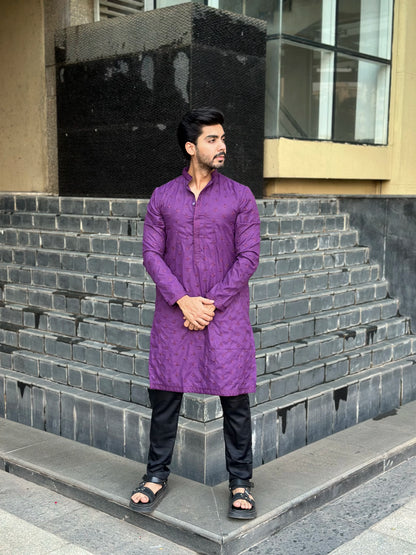 PURPLE EMBROIDERED KURTA