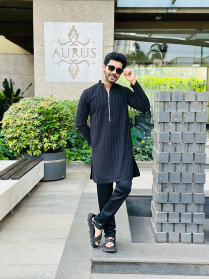 ZIP BLACK KURTA