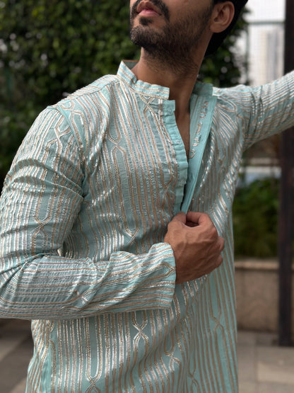 EMBROIDERED TEAL KURTA