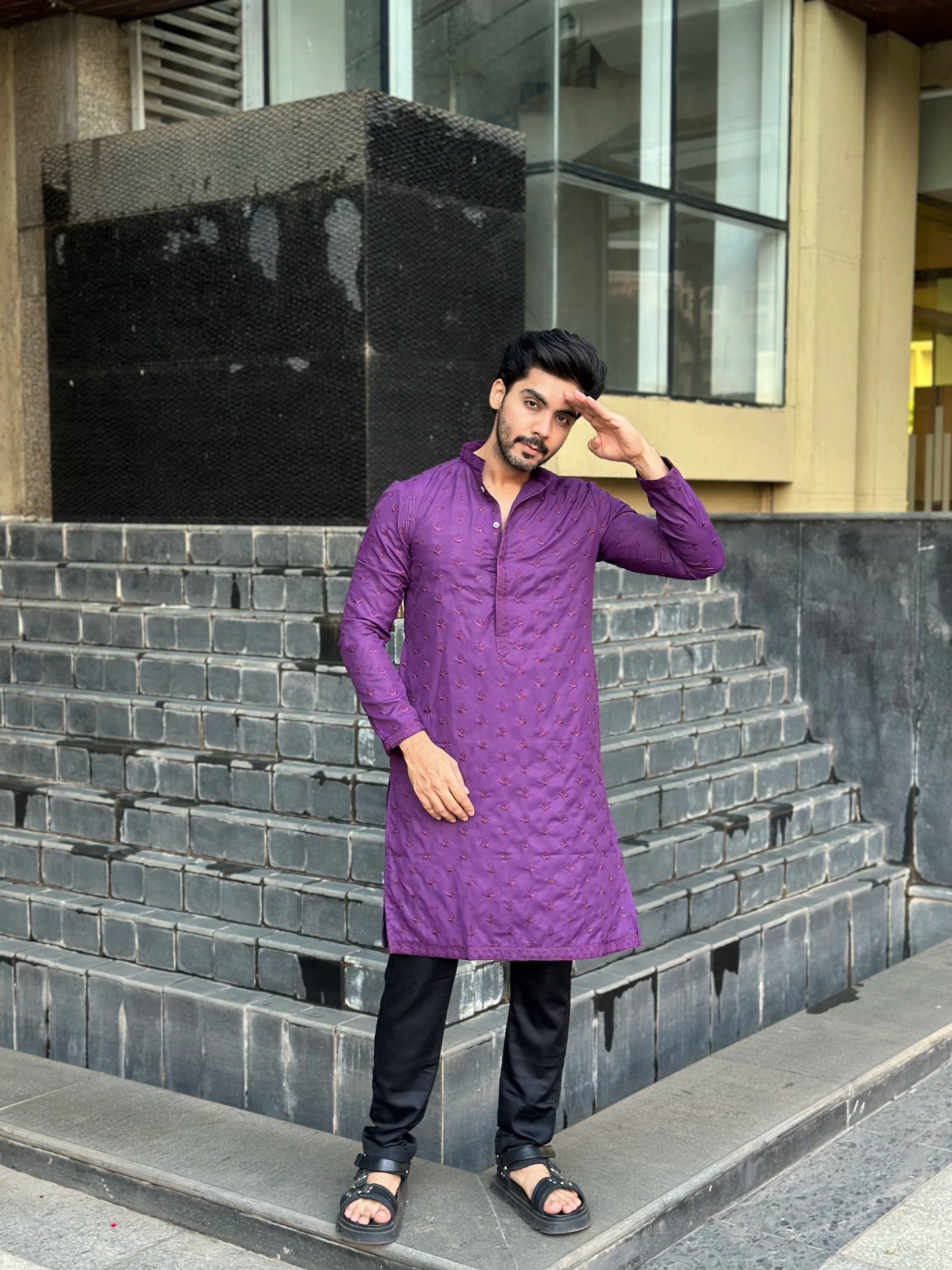 PURPLE EMBROIDERED KURTA