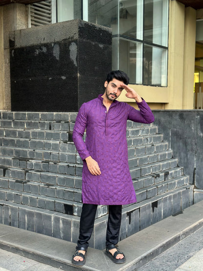 PURPLE EMBROIDERED KURTA