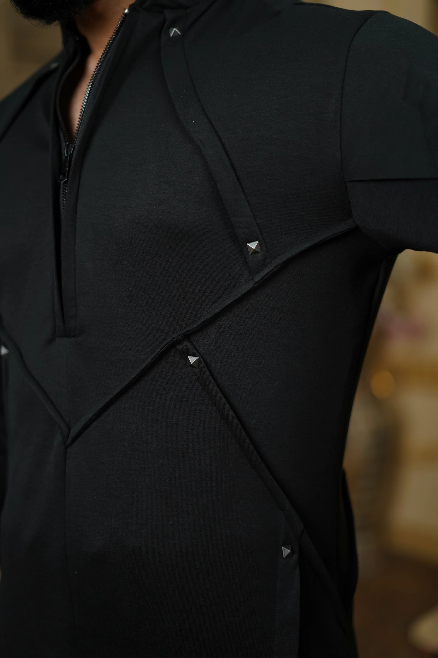 STRETCH PLETE AND STUDDED KURTA WITH PANTS
