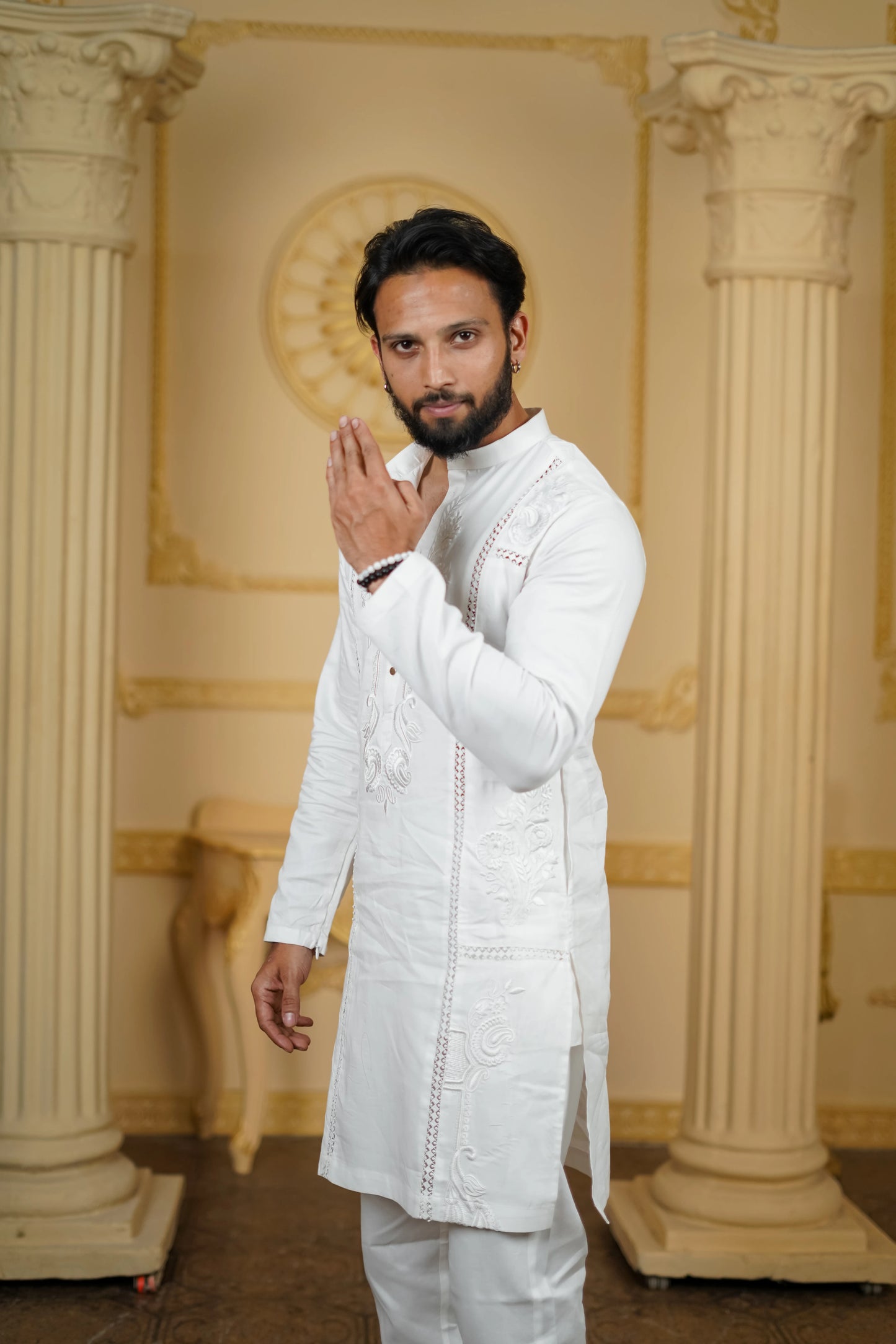 APLIQ EMBROIDERED JOINT KURTA WITH PANTS
