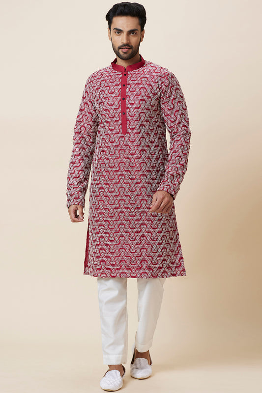 Kurta Maroon silver all over Embroidery