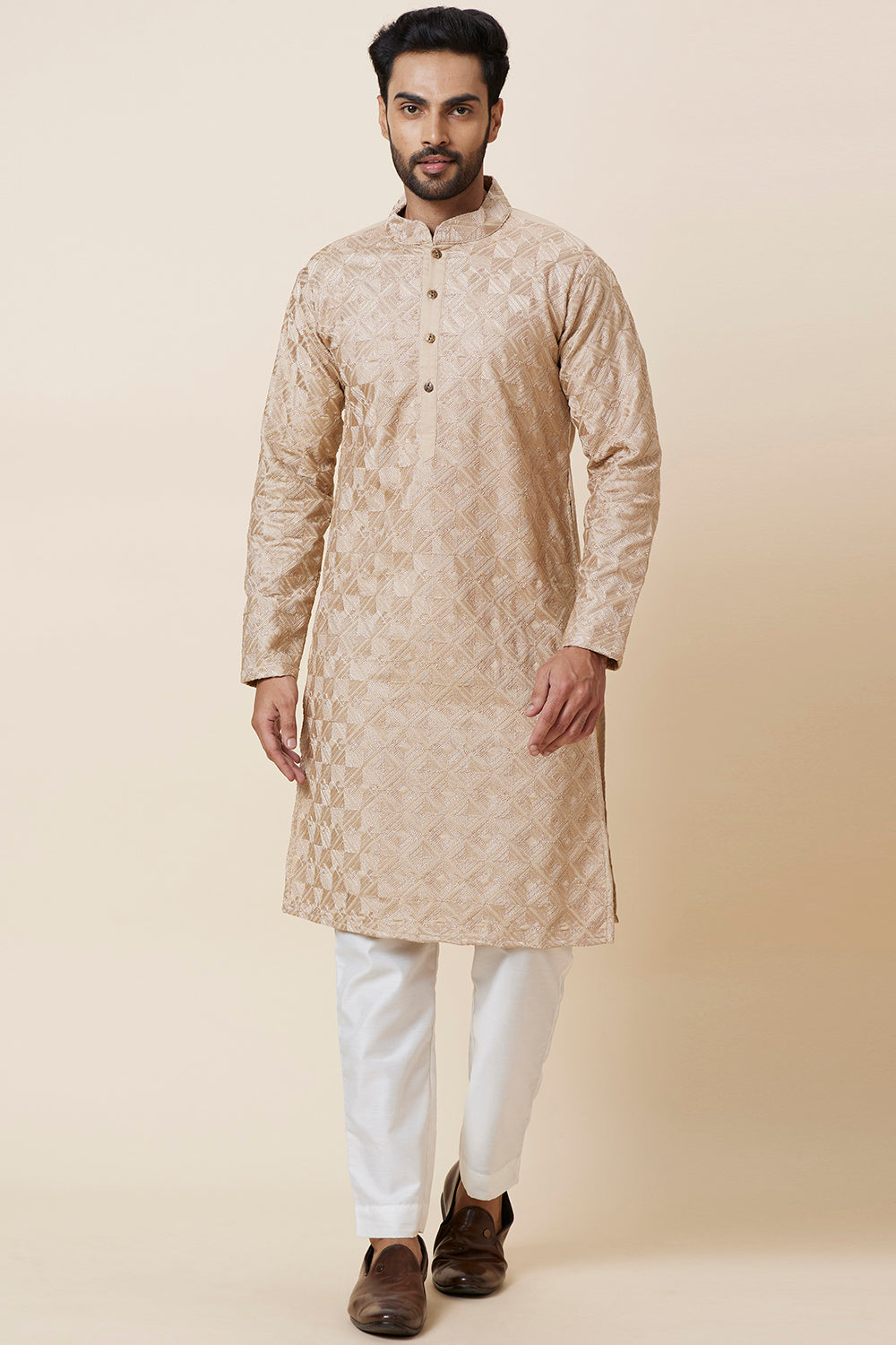 KURTA KHAKHI SQUARE EMBROIDERY