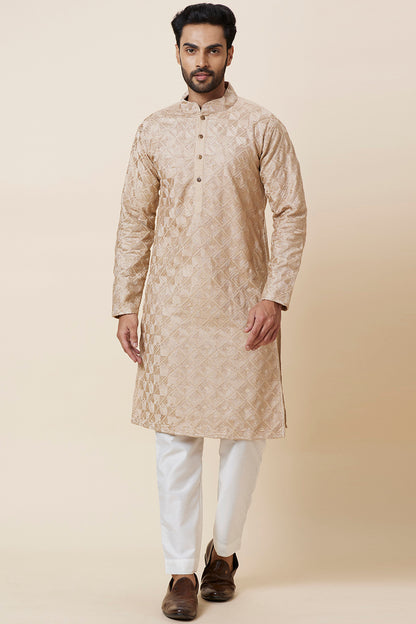KURTA KHAKHI SQUARE EMBROIDERY