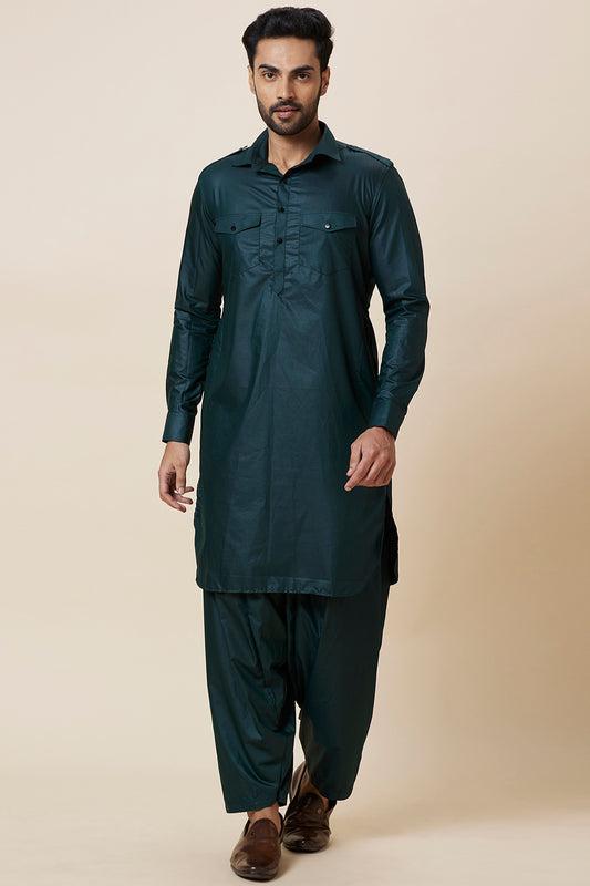 Pathani Set Bottle Green
