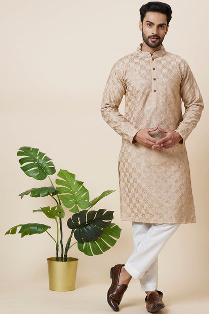 KURTA KHAKHI SQUARE EMBROIDERY