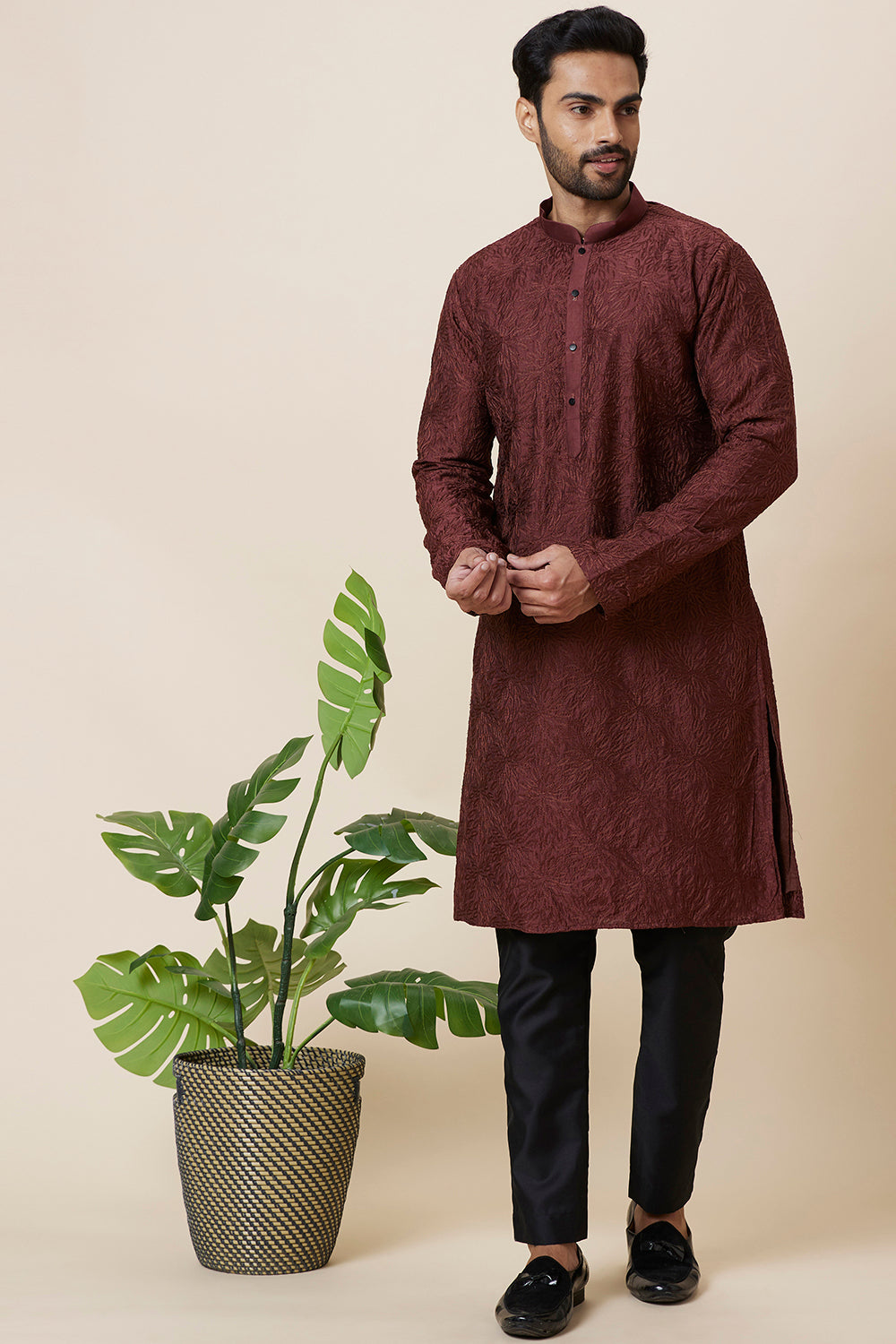 KURTA RUST LEAF EMBROIDERY