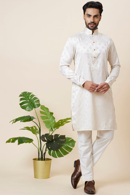KURTA CREAM JACQUARD CIRCLE