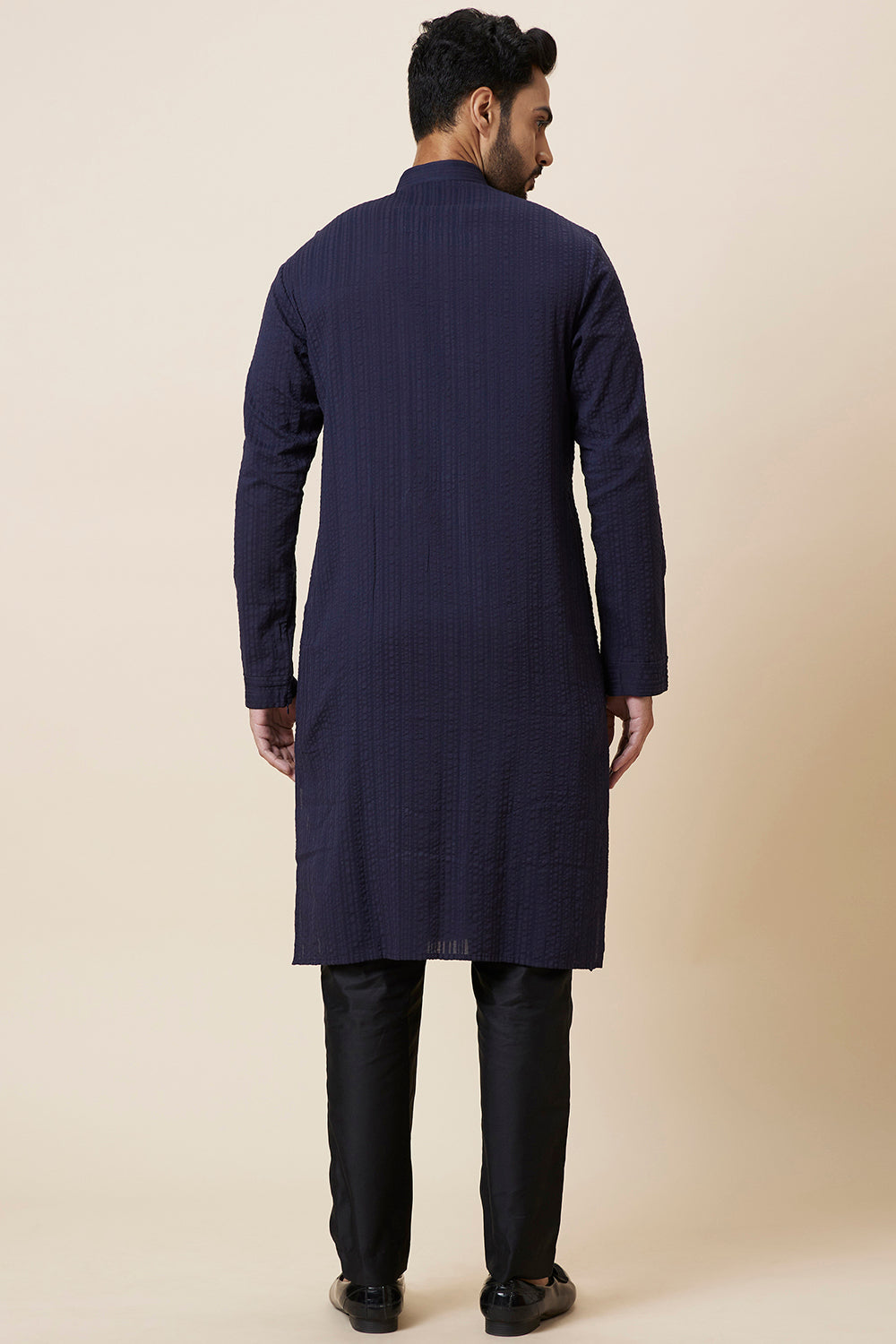 KURTA NAVY COTTON SEERSUCKER