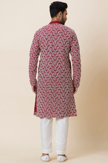 Kurta Maroon silver all over Embroidery