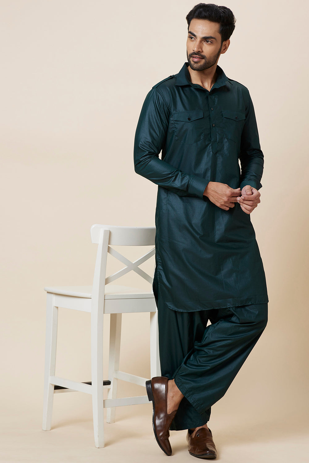 Pathani Set Bottle Green