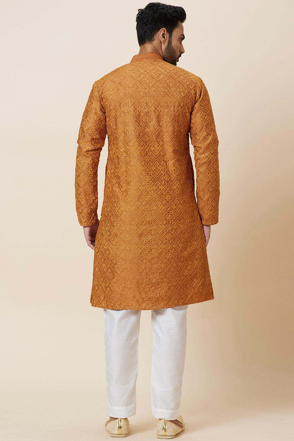 KURTA RUST GEOMETRICAL FULL  EMBROIDERY